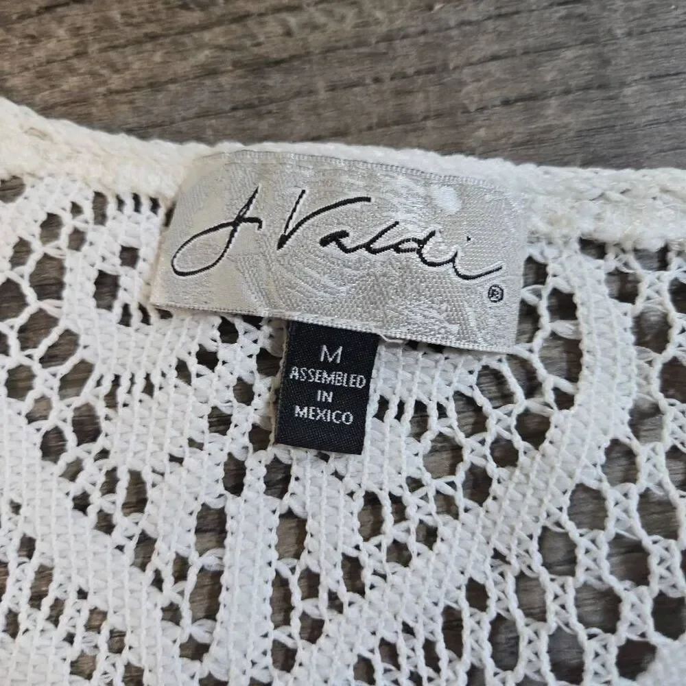 J Valdi white beach coverup lacy lightweight flattering size medium